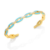 Y2K Coffee Bean Enamel Bangles Clear Crystal Stone Cuff Bracelet