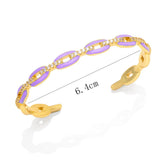 Y2K Coffee Bean Enamel Bangles Clear Crystal Stone Cuff Bracelet