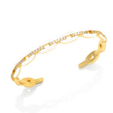 Y2K Coffee Bean Enamel Bangles Clear Crystal Stone Cuff Bracelet