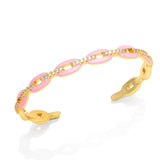 Y2K Coffee Bean Enamel Bangles Clear Crystal Stone Cuff Bracelet