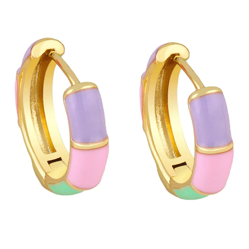 Y2K Mini Hoop Earrings Neon Enamel Piercing Ear Ring Women Girl Jewelry