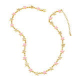 Y2K Copper Plated Stars Charm Necklace Colorful Enamel Choker