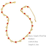 Y2K Copper Plated Stars Charm Necklace Colorful Enamel Choker