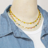 Y2K Copper Plated Stars Charm Necklace Colorful Enamel Choker