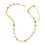 Y2K Copper Plated Stars Charm Necklace Colorful Enamel Choker
