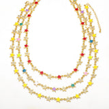Y2K Copper Plated Stars Charm Necklace Colorful Enamel Choker