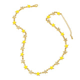 Y2K Copper Plated Stars Charm Necklace Colorful Enamel Choker