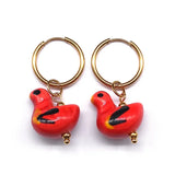 Y2K Ceramic Hoop Earrings Stainless Steel Owl Butterflly Porcelain Jewelry