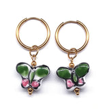 Y2K Ceramic Hoop Earrings Stainless Steel Owl Butterflly Porcelain Jewelry