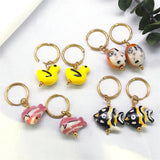 Y2K Ceramic Hoop Earrings Stainless Steel Owl Butterflly Porcelain Jewelry