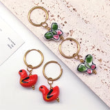 Y2K Ceramic Hoop Earrings Stainless Steel Owl Butterflly Porcelain Jewelry