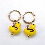 Y2K Ceramic Hoop Earrings Stainless Steel Owl Butterflly Porcelain Jewelry