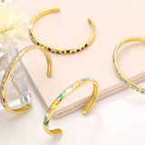 Y2K Enamel Flower Bracelet Bangle 18K Plated Party Jewelry Women
