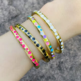 Y2K Enamel Flower Bracelet Bangle 18K Plated Party Jewelry Women