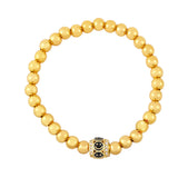 Y2K Enamel Smile Face Bracelet Zircon Stone Copper Bead Charm Bangle