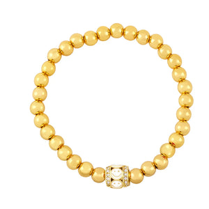 Y2K Enamel Smile Face Bracelet Zircon Stone Copper Bead Charm Bangle