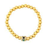 Y2K Enamel Smile Face Bracelet Zircon Stone Copper Bead Charm Bangle