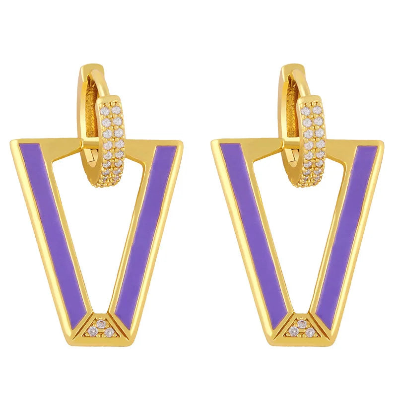 Y2K Triangle Geometric Drop Earring Candy Dripping Oil Ear Ring