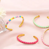 Y2K Stripe Enamel Cuff Bracelet for Women