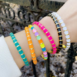Y2K Stripe Enamel Cuff Bracelet for Women