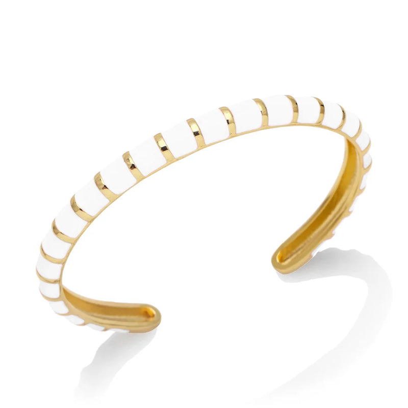 Y2K Stripe Enamel Cuff Bracelet for Women