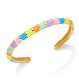 Y2K Stripe Enamel Cuff Bracelet for Women