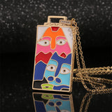 Y2K Tarot Cards Necklaces High Cartoon Star Moon Square Charm Necklace For Women