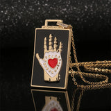 Y2K Tarot Cards Necklaces High Cartoon Star Moon Square Charm Necklace For Women