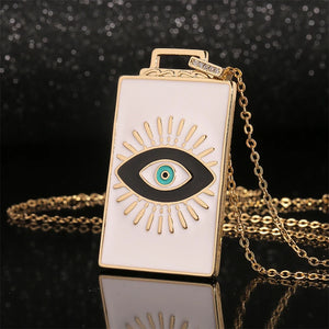 Y2K Tarot Cards Necklaces High Cartoon Star Moon Square Charm Necklace For Women