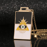 Y2K Tarot Cards Necklaces High Cartoon Star Moon Square Charm Necklace For Women