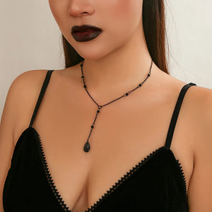 Y2K Goth Water Drop Crystal Chest Chain Necklace for Women