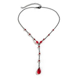 Y2K Goth Water Drop Crystal Chest Chain Necklace for Women