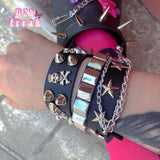 Y2K Gothic Bracelet Skeleton Dark Punk Hot Girl Double Rivet Chain Metal