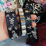 Y2K Gothic Bracelet Skeleton Dark Punk Hot Girl Double Rivet Chain Metal