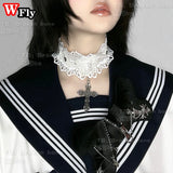 Y2K Gothic Lolita Butterfly Choker Punk Cross Pendant Necklace