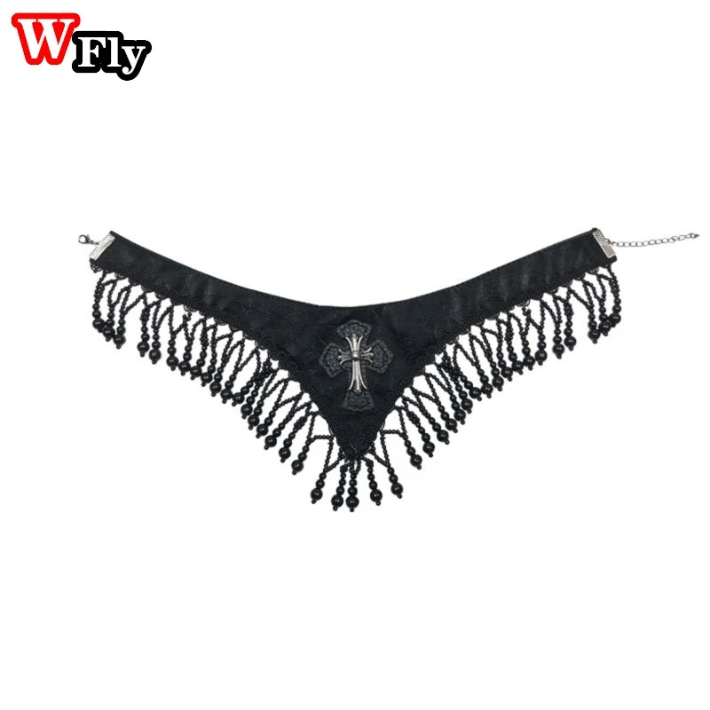 Y2K Gothic Lolita Cross Choker Necklace