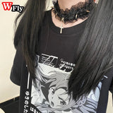 Y2K Gothic Lolita Lace Choker Women Punk Rivet Cross Pendant Necklace
