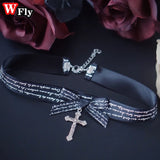Y2K Gothic Lolita Women Cross Lace Choker Necklace