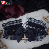 Y2K Gothic Lolita Women Cross Lace Choker Necklace
