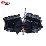 Y2K Gothic Lolita Women Cross Lace Choker Necklace