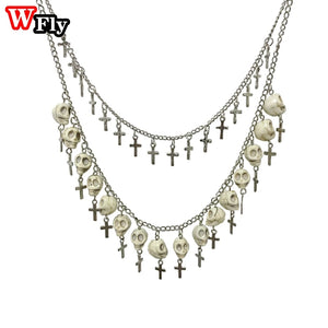 Gothic Women Cross Skull Choker Necklace Halloween Punk Bone Retro Jewelry