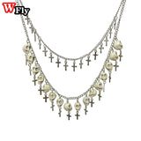 Gothic Women Cross Skull Choker Necklace Halloween Punk Bone Retro Jewelry