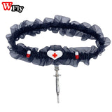 Harajuku Women Girls Cross Syringe Choker Necklace Gothic Lolita
