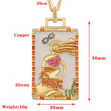 Y2K Hip Hop Tarot Cards Zircon Pendant Necklace