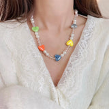 Y2K Jewelry Candy Peach Heart Necklace Vintage 90s Gift