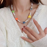 Y2K Jewelry Candy Peach Heart Necklace Vintage 90s Gift