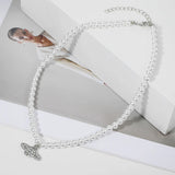 Vintage Crystal Saturn Pearl Choker Necklace