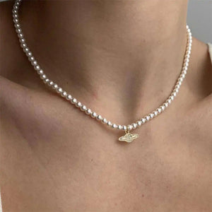 Y2K Crystal Zircon Saturn Pearl Choker Necklace