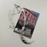 Y2K Cross Star Pendant Necklace Moon Pearl Choker Vintage Accessory