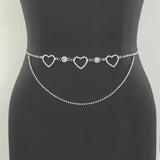 Y2K Flower Heart Waist Chain Vintage Rhinestone Sexy Body Accessories 90s